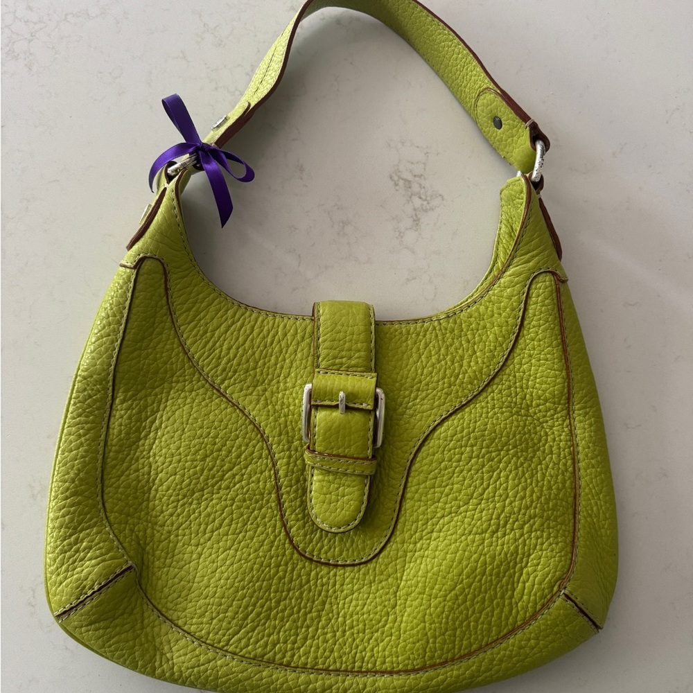 Lime Green Leather Hobo Bag